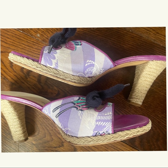 Ferragamo Andromaki Fabric & Leather Heel Sz 10 - Picture 8 of 14